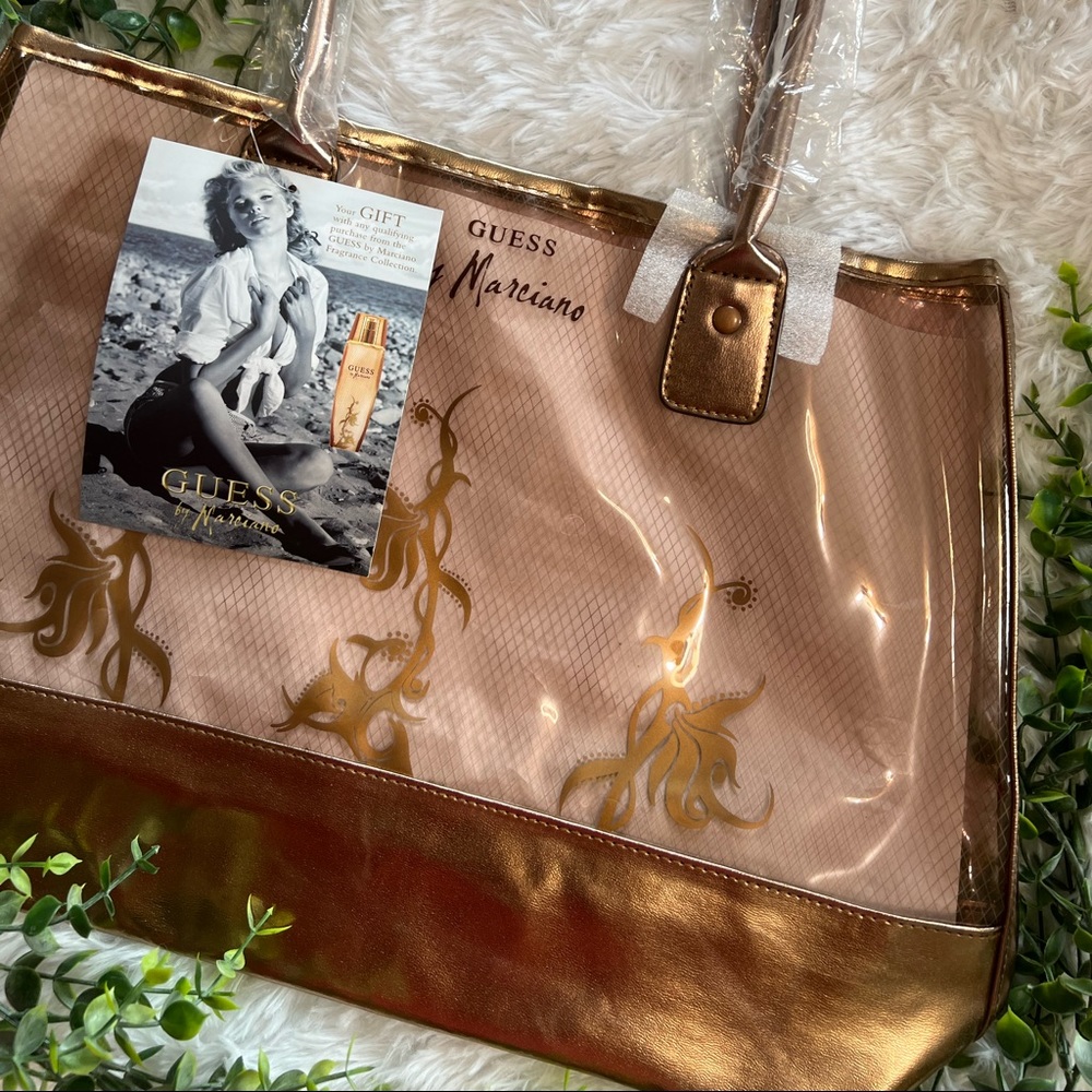 GUESS BY MARCIANO CLEAR TOTE BRONZE NWT